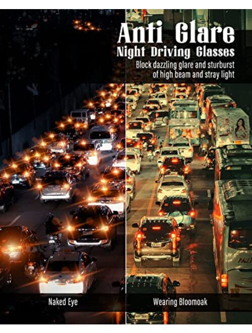 B Bloomoak Night Driving Glasses / Polarized Sports Night Vision Glasses - Anti glare | UV 400 Protection | Night Driving | Fishing | Outdoor Sport | Unisex Eyewear (Tria