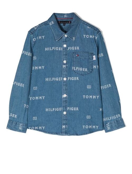Tommy Hilfiger Junior logo-print denim shirt