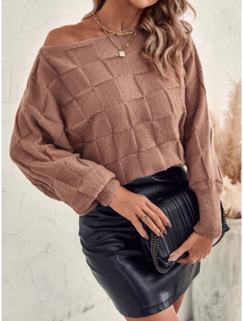 Shein Textured Knit Batwing Sleeve Sweater