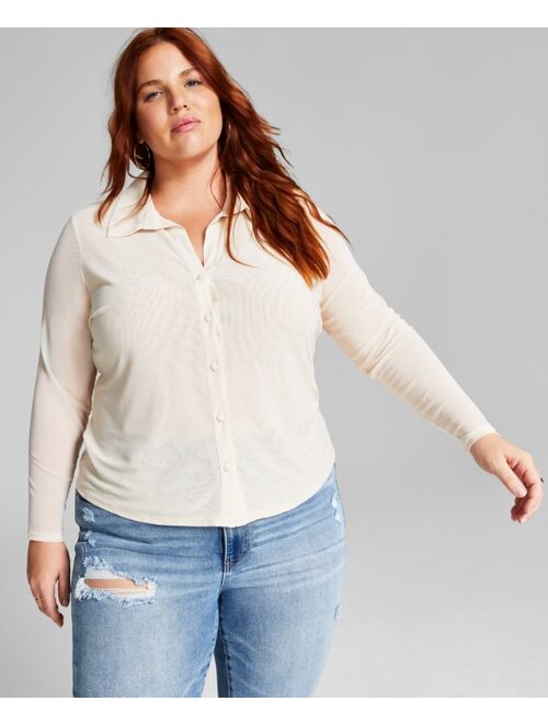 AND NOW THIS Plus Size Button-Up Shirt