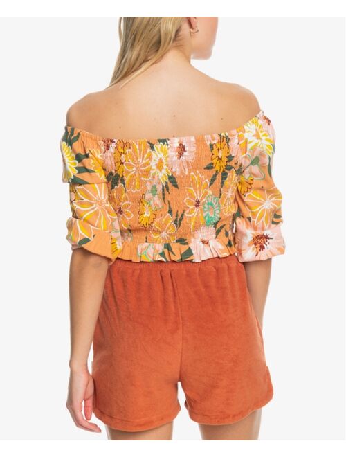 ROXY Juniors' Like The Sun Again Printed Off-The-Shoulder Top