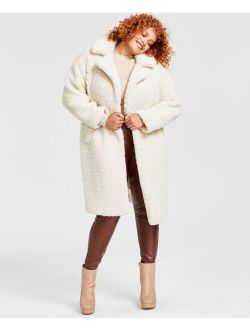 BCBGeneration Women's Plus Size Notched-Collar Teddy Coat, Created for Macy's