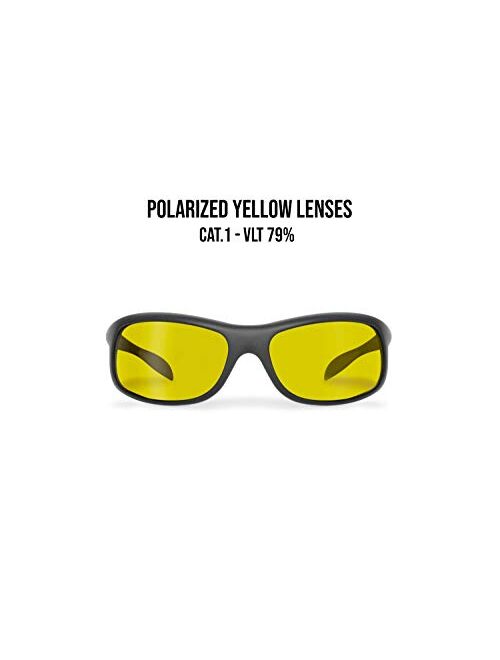 Bertoni Polarized Glasses Yellow Lens for Low Light Conditions & Night Driving Motorcycle Car cod. P545D