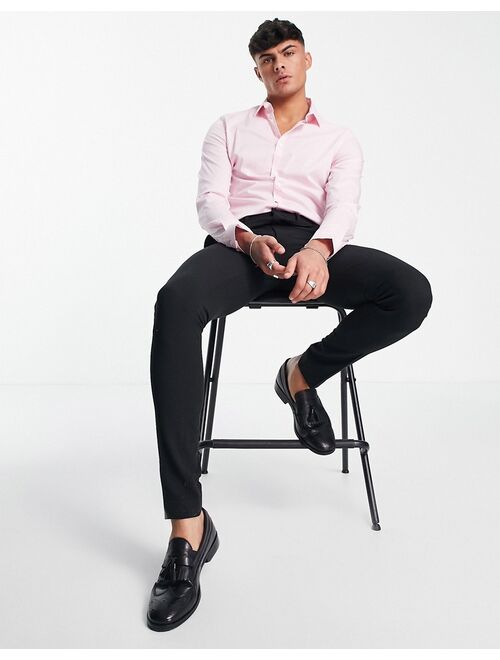 ASOS DESIGN stretch slim fit work shirt in pink
