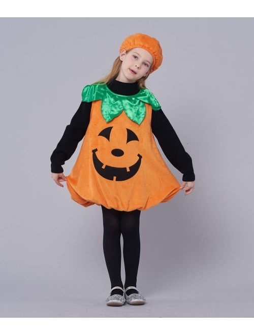 IKALI Girls Pumpkin Costume, Boys Outfit Toddler Kids Baby Lantern Faces Fancy Dress up for Halloween Party