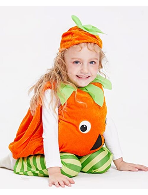 IKALI Girls Pumpkin Costume, Boys Outfit Toddler Kids Baby Lantern Faces Fancy Dress up for Halloween Party