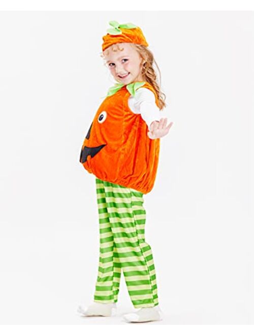 IKALI Girls Pumpkin Costume, Boys Outfit Toddler Kids Baby Lantern Faces Fancy Dress up for Halloween Party