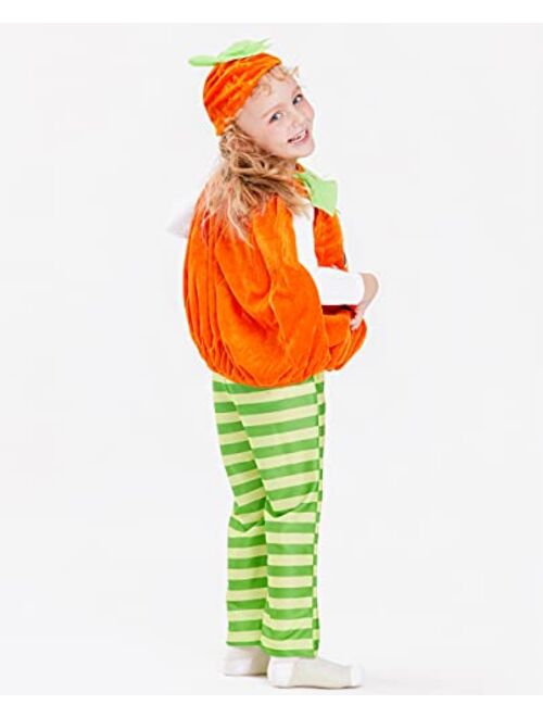 IKALI Girls Pumpkin Costume, Boys Outfit Toddler Kids Baby Lantern Faces Fancy Dress up for Halloween Party