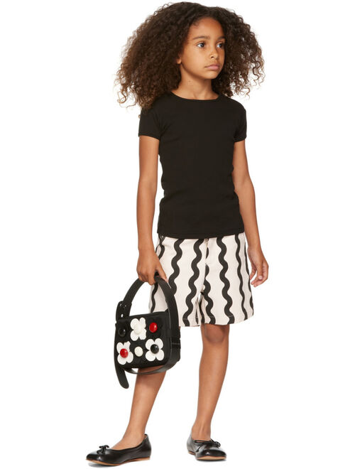 meme. Kids Off-White & Black Wavy Stripes Paloma Shorts