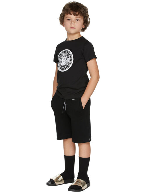 Balmain Kids Black Small Logo Shorts