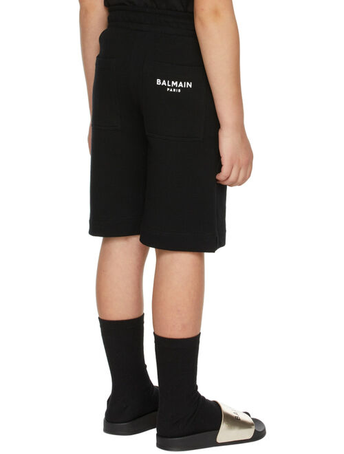 Balmain Kids Black Small Logo Shorts