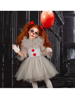 Yanvs Toddler Kids Cute Tutu Dress Costume Halloween Clown Cosplay for Girls