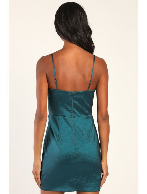 Lulus This Calls for Cocktails Teal Rhinestone Bustier Bodycon Dress