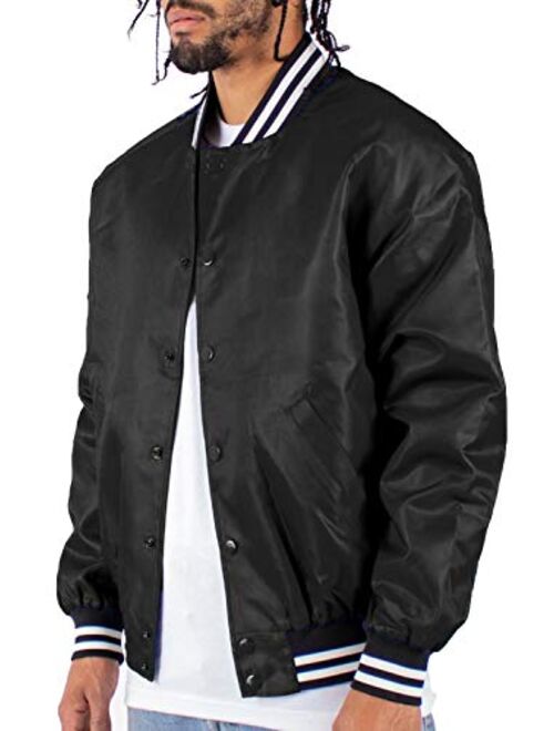 Shaka Wear Mens Bomber Jacket Classic Padded Relaxed Fit Water Resistant College Baseball Varsity Coat S-3XL