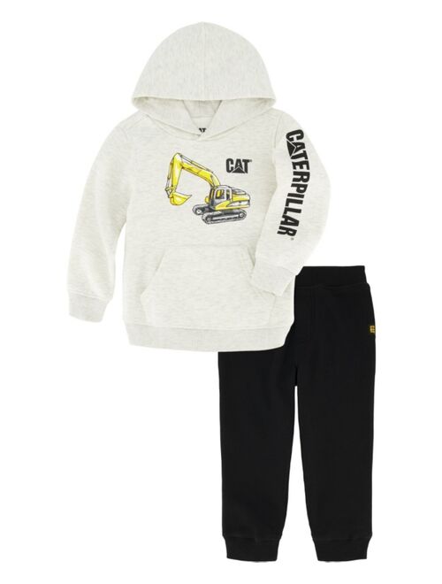 CATERPILLAR Little Boys Logo Heather Hoodie with Fleece Joggers Set, 2 Piece