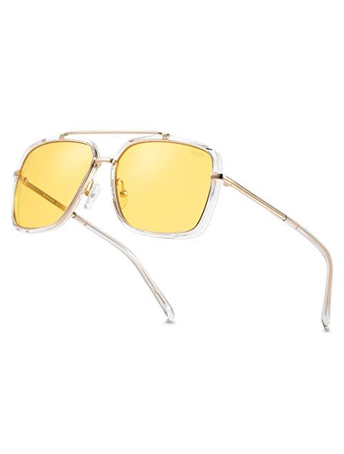 MAFEEDSS Sunglasses Men and Womens Driving Polarized Vintage Square Fashion Aviator Sunglasses Classic Trendy