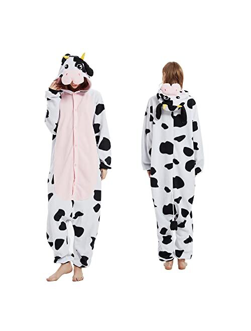 MAJ&COS Onesie Animal Pajamas White Chicken Adult Cartoon Cosplay Christmas Halloween Costume For Women Men