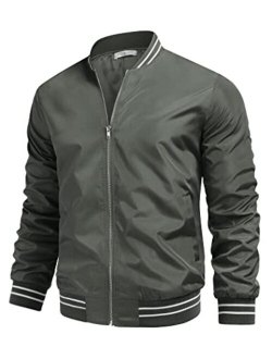 Men's Bomber Jackets Lightweight Windbreaker Full Zip Varsity Jacket Casual Spring Fall Active Coat Outwear