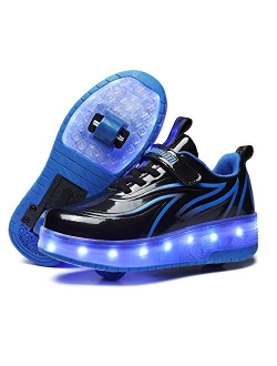 HHSTS Kids Shoes with Wheels LED Light Color Shoes Shiny Roller Skates Skate Shoes Simple Kids Gifts Boys Girls The Best Gift for Party Birthday Christmas Day