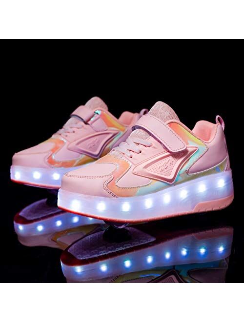 HHSTS Kids Shoes with Wheels LED Light Color Shoes Shiny Roller Skates Skate Shoes Simple Kids Gifts Boys Girls The Best Gift for Party Birthday Christmas Day