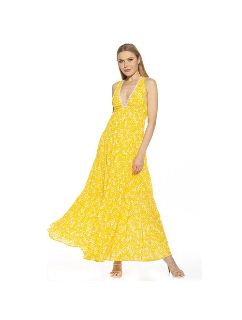 Women's ALEXIA ADMOR Tezzi Lace Trim V-Neck Tiered Maxi Dress