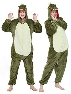CASABACO Adult Dinosaur Onesie Costume Outfit Women T-rex Animal Pajama Halloween Unisex