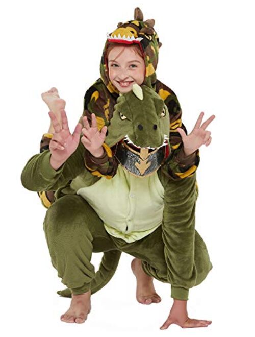 CASABACO Adult Dinosaur Onesie Costume Outfit Women T-rex Animal Pajama Halloween Unisex