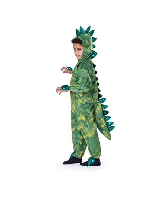 Dress Up America Dress-Up-America T-Rex Costume for Kids - Dinosaur Costume for Boys and Girls - Green Dino Jumpsuit