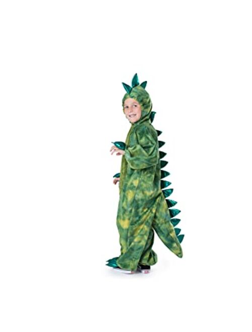 Dress Up America Dress-Up-America T-Rex Costume for Kids - Dinosaur Costume for Boys and Girls - Green Dino Jumpsuit