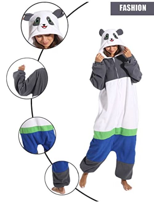 Vavalad Adult Cow One Piece Pajamas Animal Cosplay Halloween Costume for Men Women