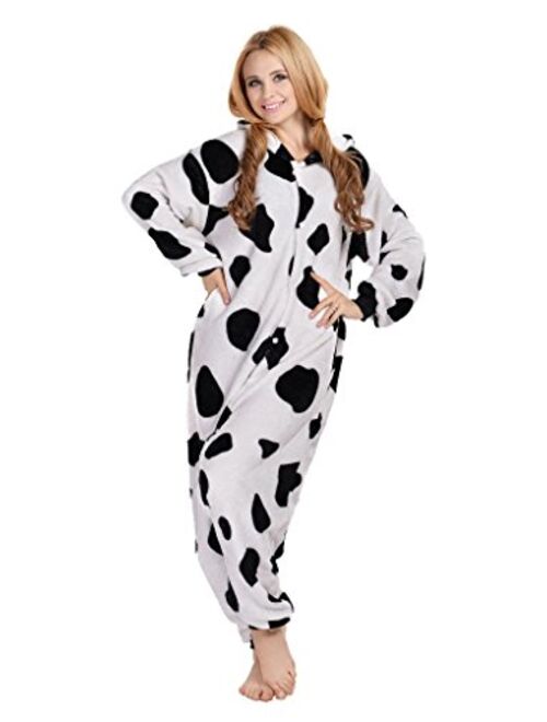 NEWCOSPLAY Adult Animal Onesie One Piece Pajamas Cosplay Cow Costume Family Wear