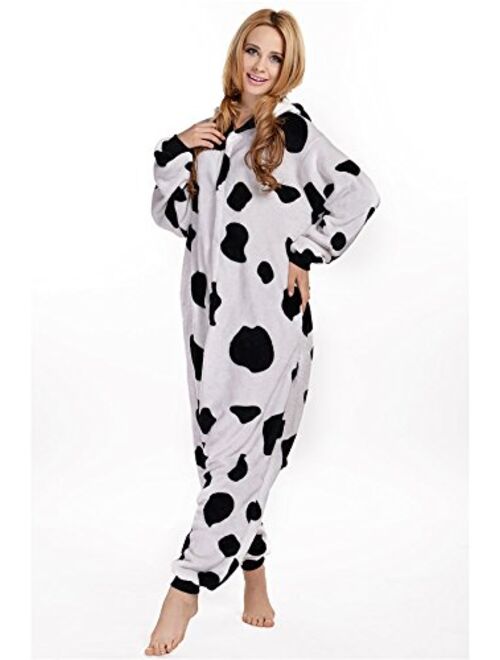 NEWCOSPLAY Adult Animal Onesie One Piece Pajamas Cosplay Cow Costume Family Wear