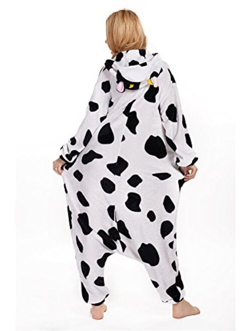 NEWCOSPLAY Adult Animal Onesie One Piece Pajamas Cosplay Cow Costume Family Wear
