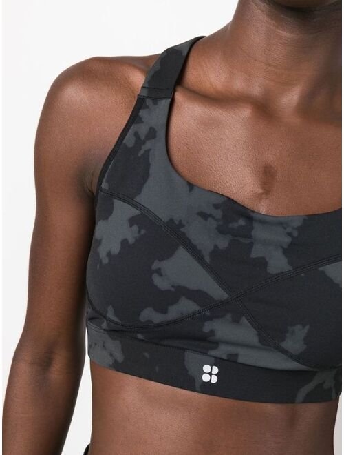 Sweaty Betty cropped camouflage-print top