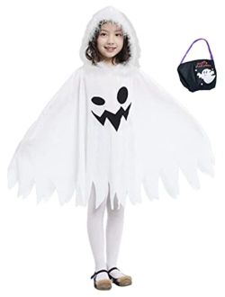 #Na Kids White Ghost Cloak Spooky Trick-or-Treating Halloween Costume with HandBag