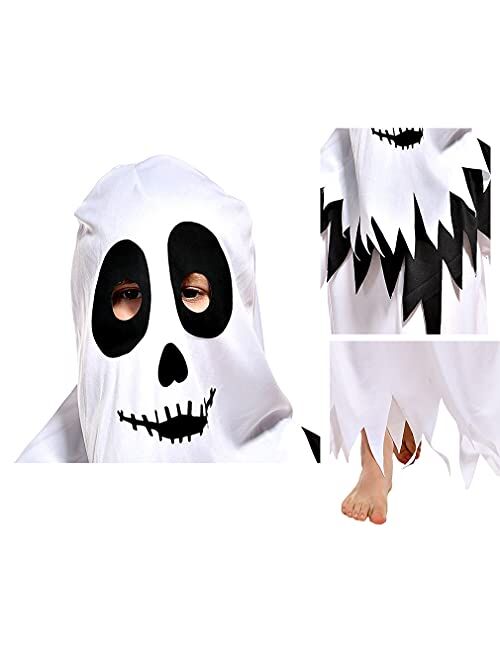 Cloud Kids Kids Boys Halloween Hooded Ghost Robe Costume Cosplay Scary Ghost Dress Ups with Head Cover (with Eye Holes)