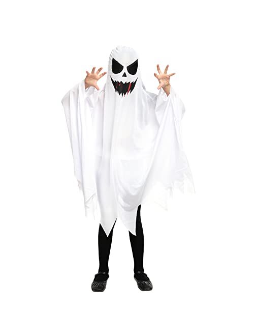 Funnlot Halloween Ghost Costume Kids Scray Ghostly Costume Child Ghost Costume White Halloween Ghost Costume for Boy Girl