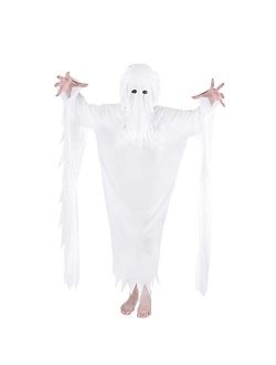 Suppromo Halloween Ghost Costume for Adult Women Men, White Hooded Ghost Costumes, One Size
