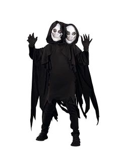 Grim Reaper Costume Kids 2-Headed Ghoul Outfit Scary Ghost Halloween Costumes For Kids