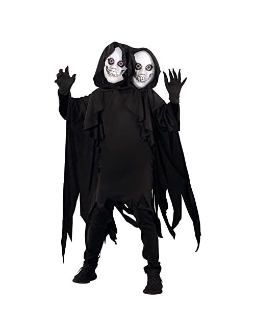 Morph Grim Reaper Costume Kids 2-Headed Ghoul Outfit Scary Ghost Halloween Costumes For Kids