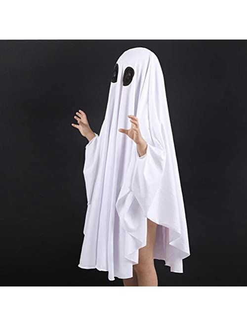 Shworon White Ghost Costume Set, Children's Halloween Cosplay Cloak Performance Costume Robe Kids Boys Girls Hooded Cloak