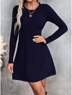 Cable Knit Seam Detail Sweater Dress Without Belt