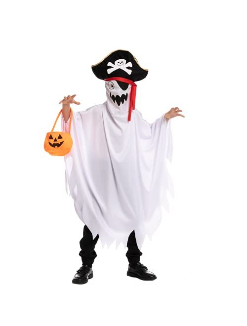 Spooktacular Creations Unisex Pirate Ghost Costume for Kids, Ghost Face Costume for Halloween Trick-or-Treating, Ghost Role Playing, Costume Party