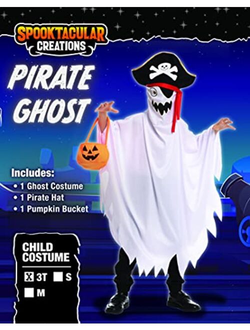 Spooktacular Creations Unisex Pirate Ghost Costume for Kids, Ghost Face Costume for Halloween Trick-or-Treating, Ghost Role Playing, Costume Party