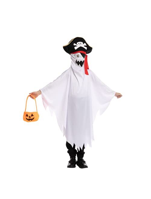 Spooktacular Creations Unisex Pirate Ghost Costume for Kids, Ghost Face Costume for Halloween Trick-or-Treating, Ghost Role Playing, Costume Party