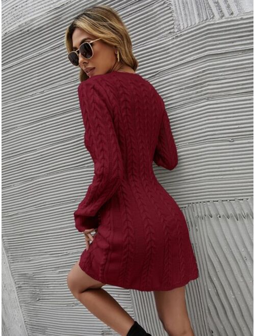 Shein Cable Knit Sweater Dress Without Belt