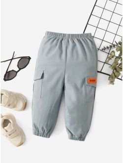 Baby Letter Patched Detail Flap Pocket Pants