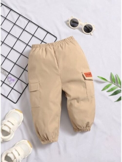 Baby Letter Patched Detail Flap Pocket Pants