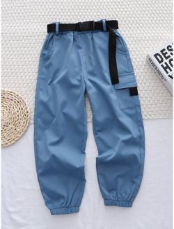 Toddler Boys Flap Pocket Belted Cargo Pants