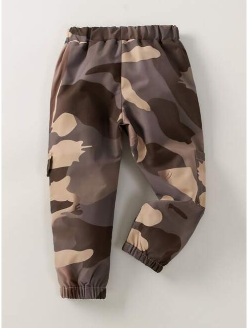Shein Toddler Boys Camo Print Pocket Patched Pants